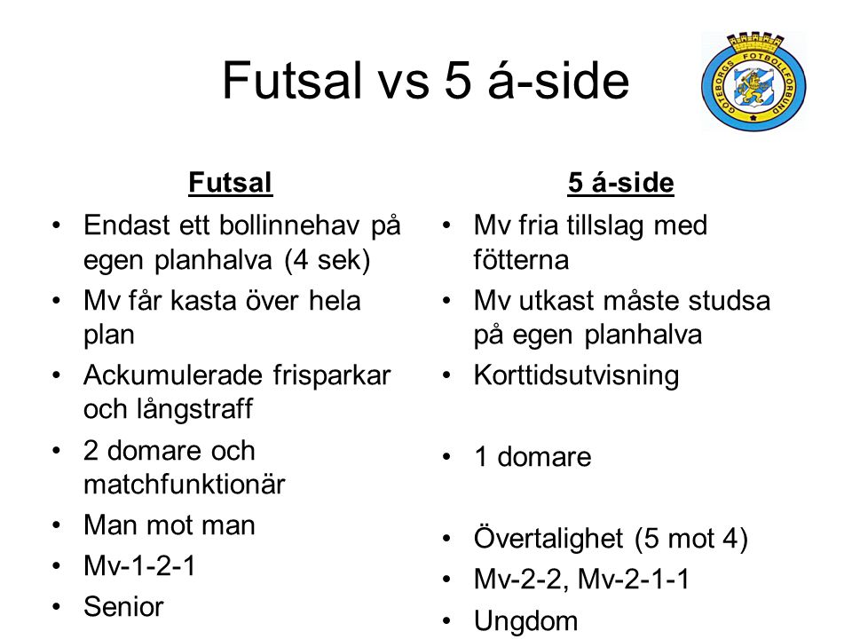 Futsal vs 5 á-side Futsal 5 á-side