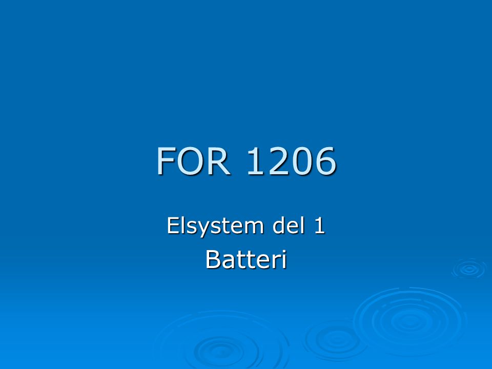 FOR 1206 Elsystem del 1 Batteri