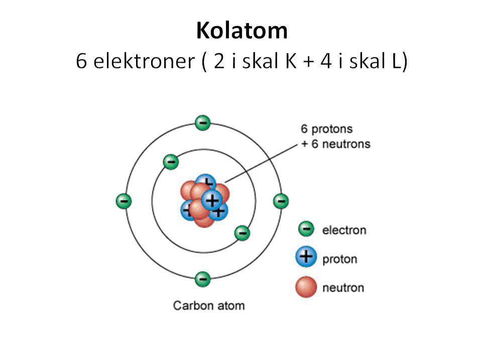 Kolatom 6 elektroner ( 2 i skal K + 4 i skal L)