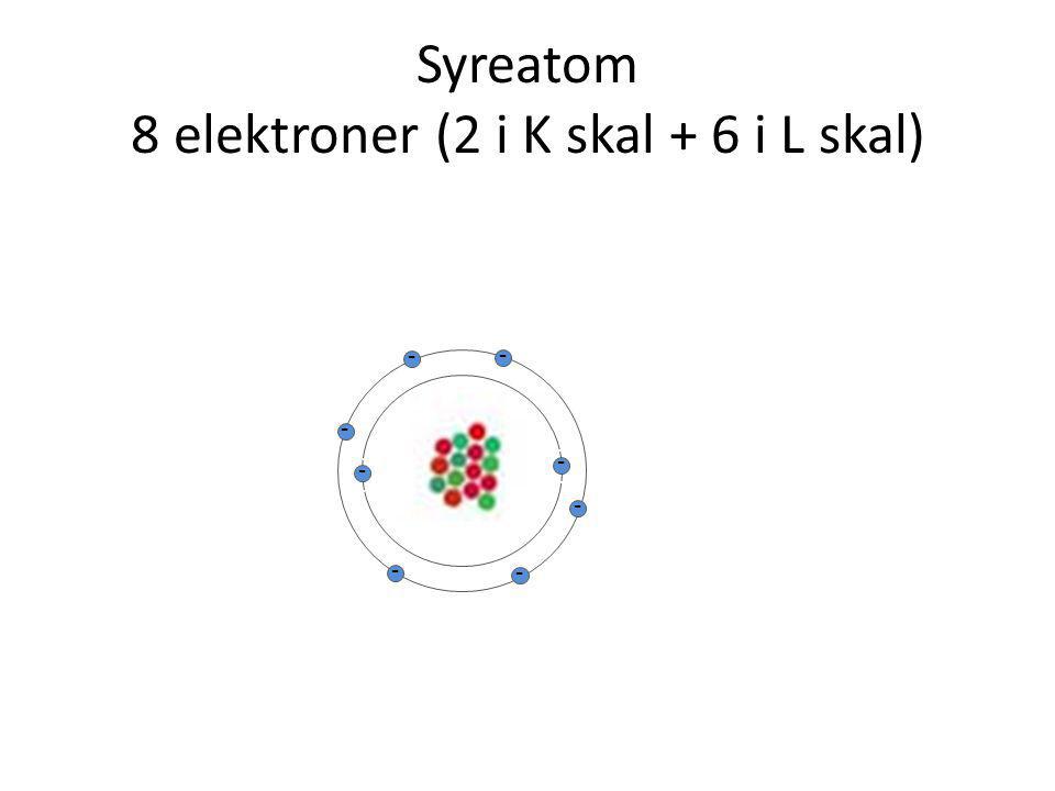 Syreatom 8 elektroner (2 i K skal + 6 i L skal)