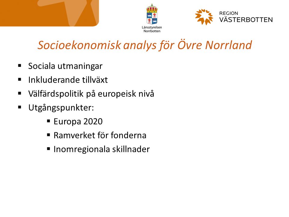Socioekonomisk analys för Övre Norrland