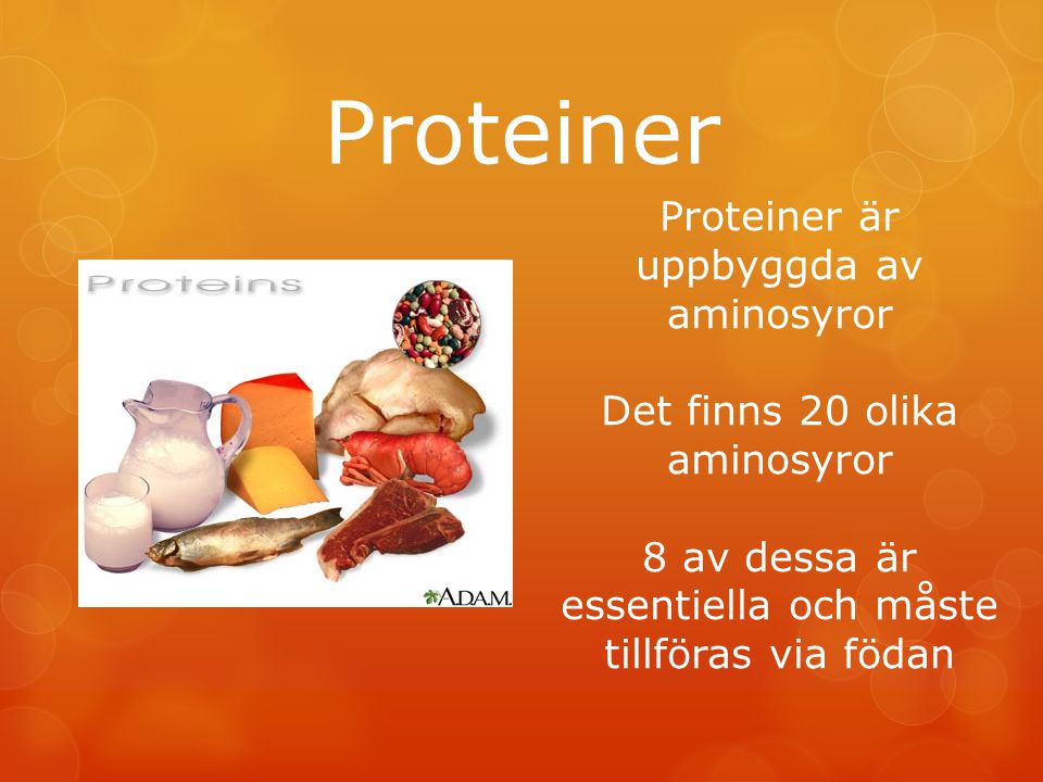 Proteiner Proteiner är uppbyggda av aminosyror