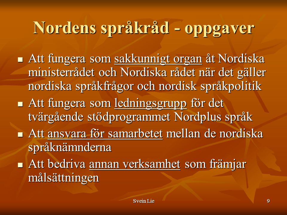 Nordens språkråd - oppgaver