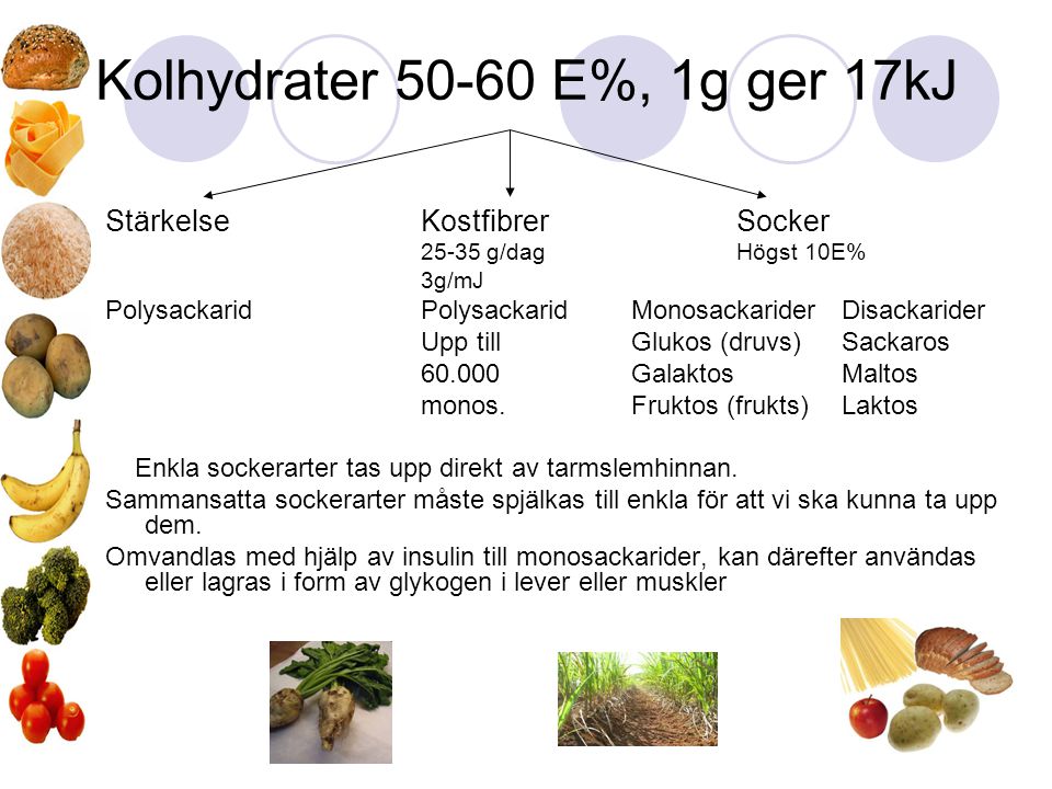 Kolhydrater E%, 1g ger 17kJ