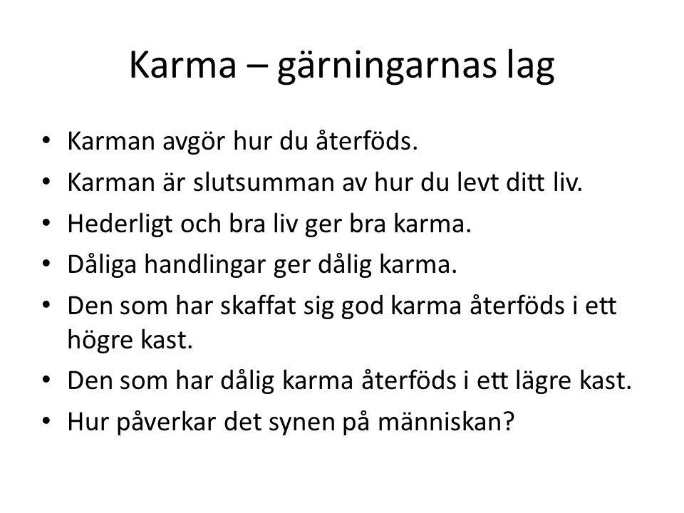 Karma – gärningarnas lag