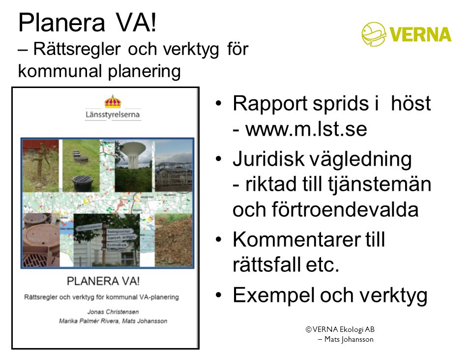 Planera VA! – Rättsregler och verktyg för kommunal planering