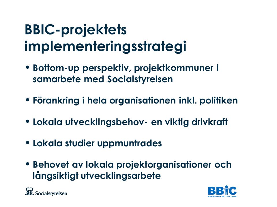 BBIC-projektets implementeringsstrategi