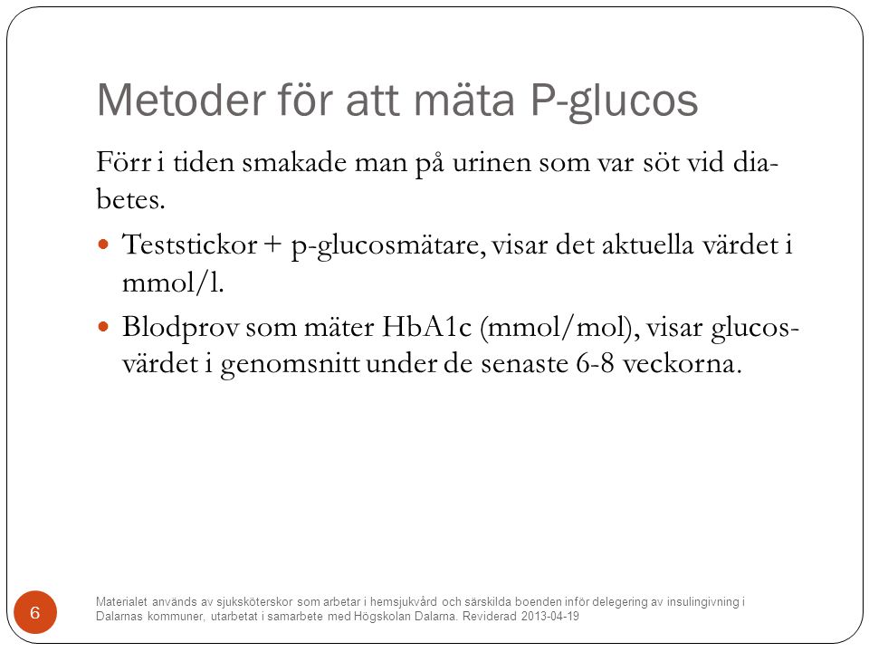 Metoder för att mäta P-glucos