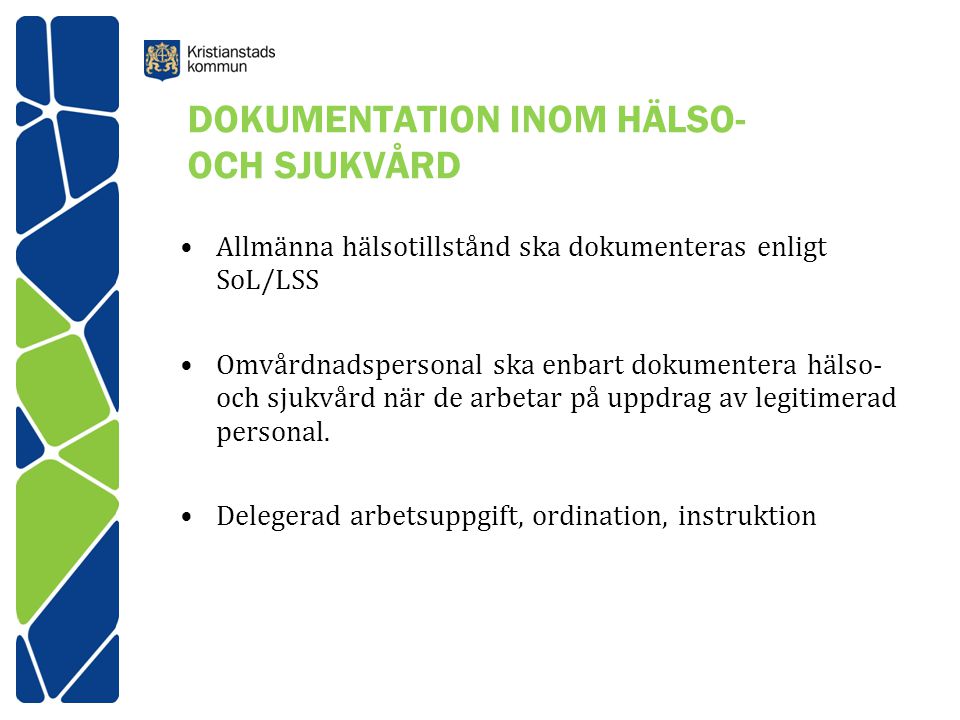 DOKUMENTATION INOM HÄLSO- OCH SJUKVÅRD