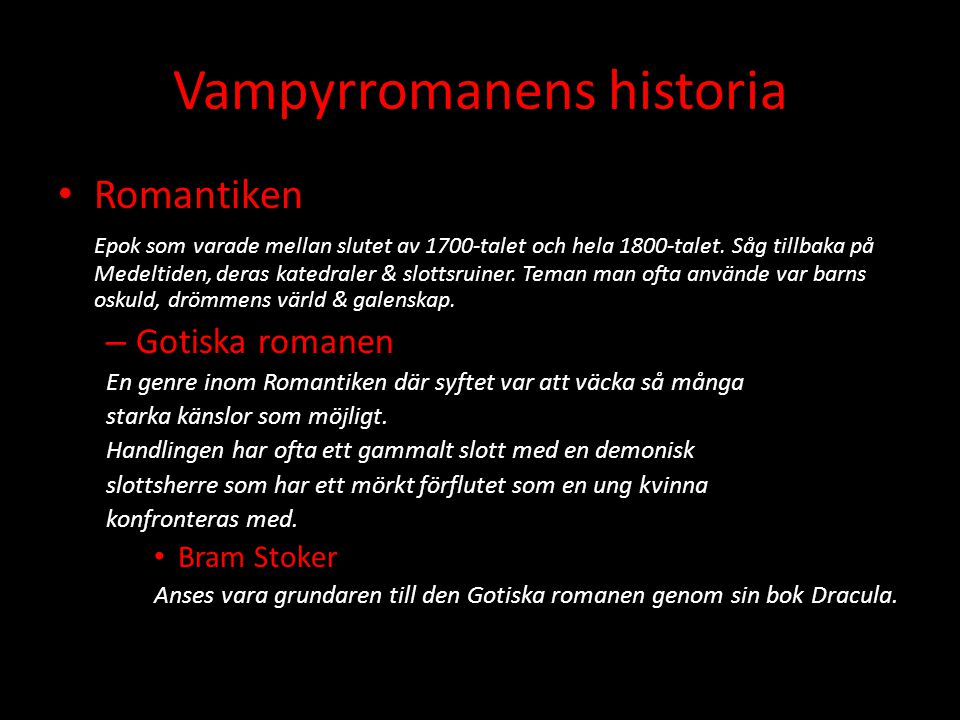 Vampyrromanens historia