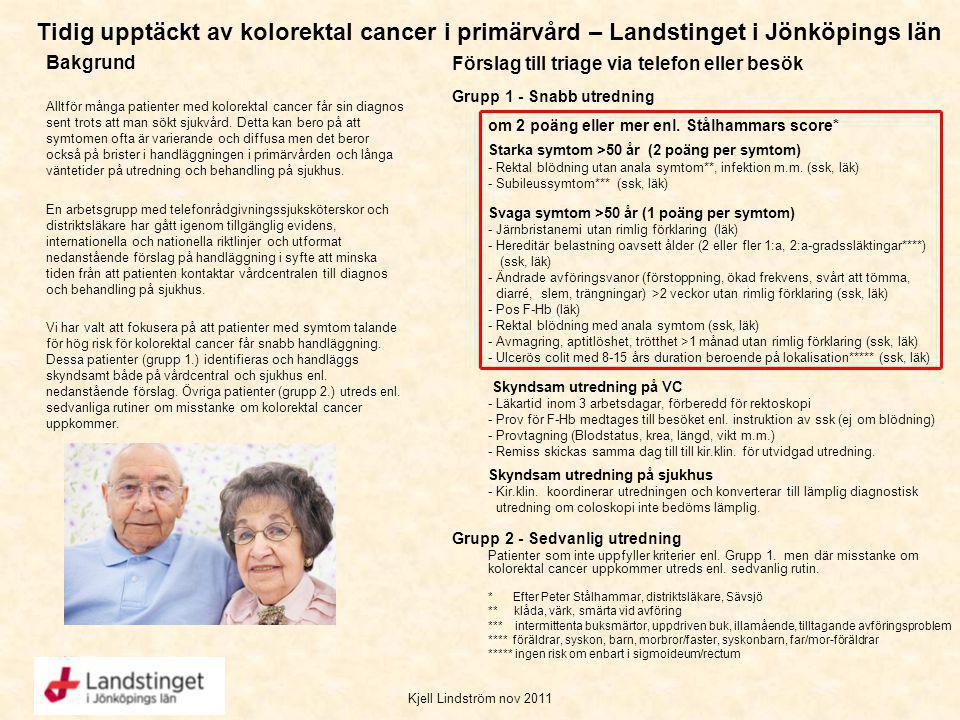 Tidig upptäckt av kolorektal cancer i primärvård – Landstinget i Jönköpings län