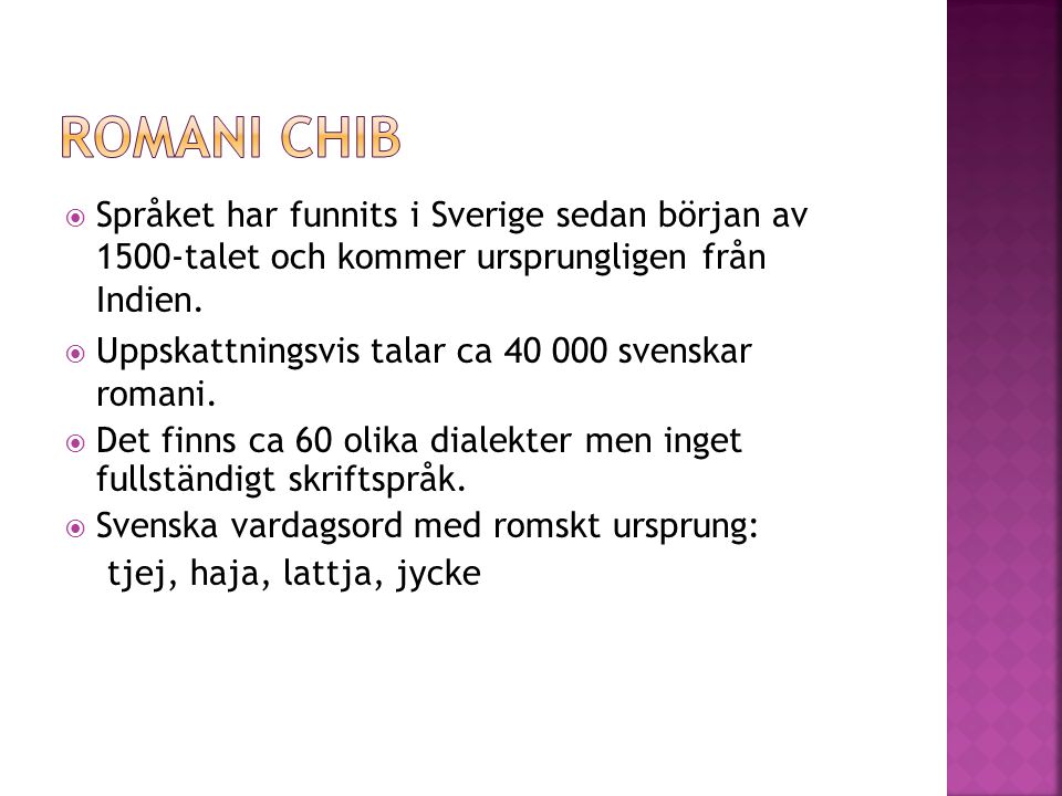 Romani chib Språket har funnits i Sverige sedan början av 1500-talet och kommer ursprungligen från Indien.