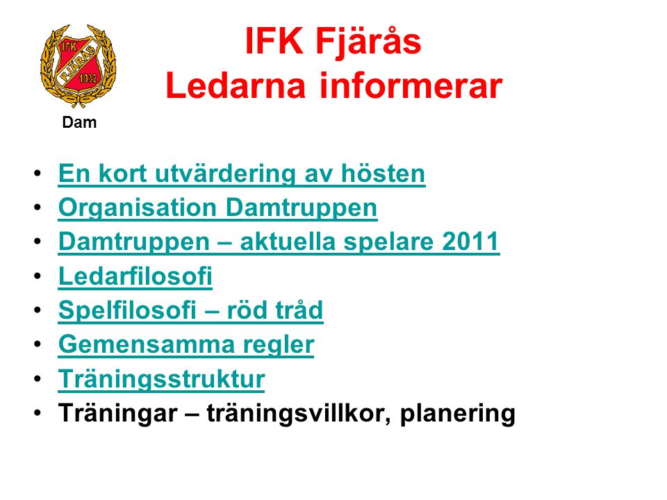 IFK Fjärås Ledarna informerar