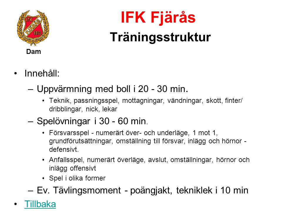 IFK Fjärås Träningsstruktur