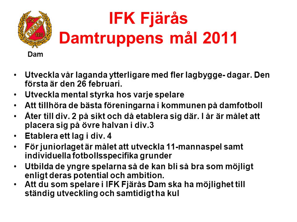 IFK Fjärås Damtruppens mål 2011
