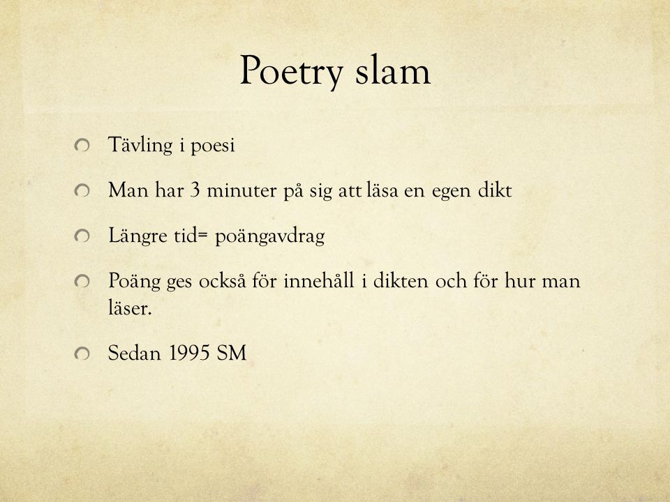 Poetry slam Tävling i poesi
