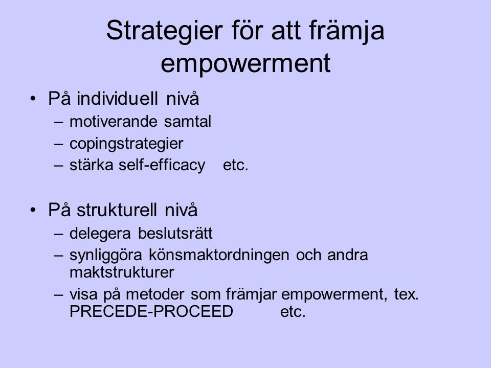 Strategier för att främja empowerment