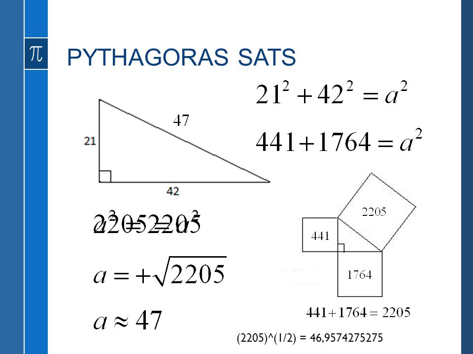 PYTHAGORAS SATS a Skogssnäppa (2205)^(1/2) = 46,