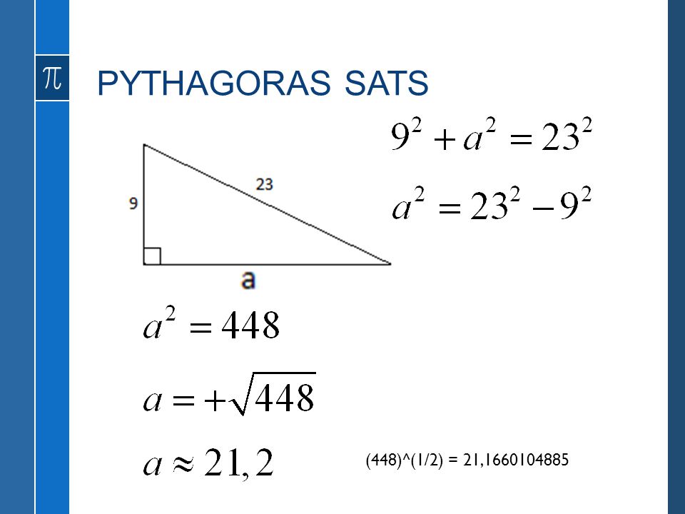 PYTHAGORAS SATS Skogssnäppa (448)^(1/2) = 21,