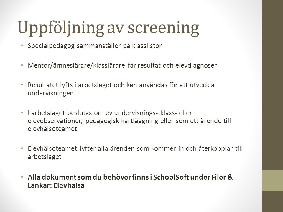 Uppföljning av screening