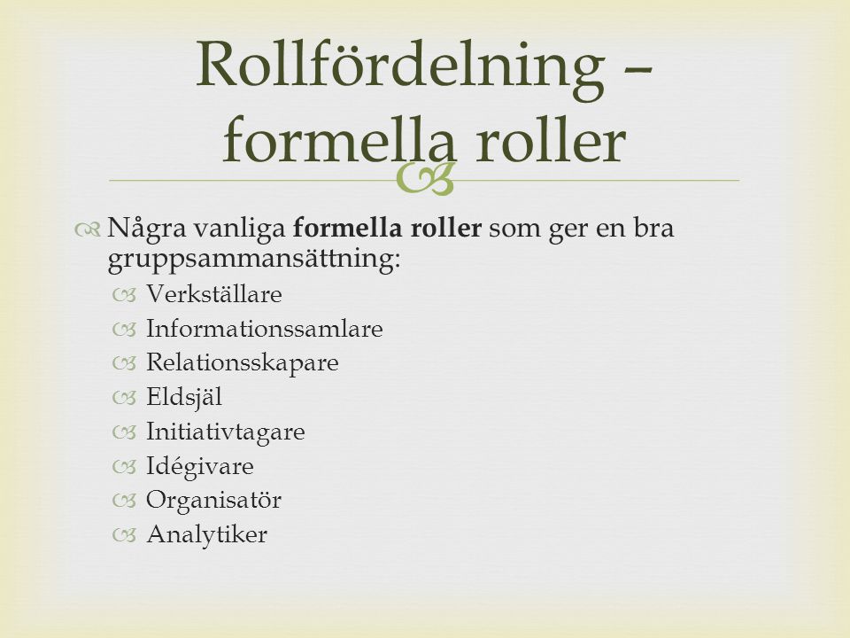 Rollfördelning – formella roller