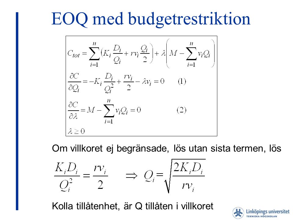 EOQ med budgetrestriktion