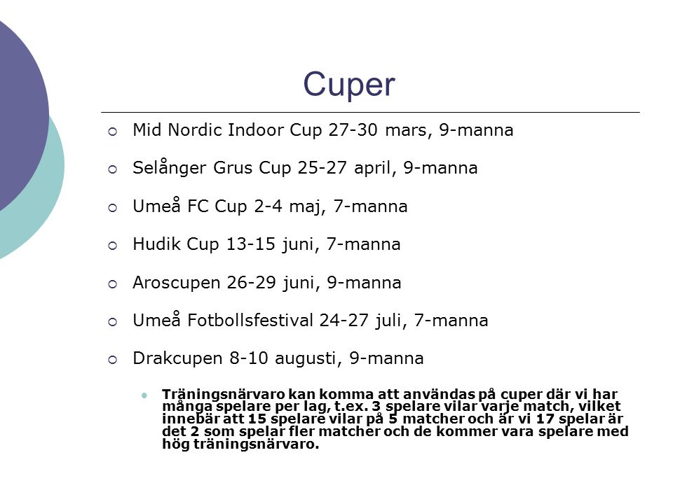 Cuper Mid Nordic Indoor Cup mars, 9-manna