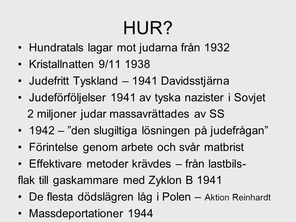 HUR Hundratals lagar mot judarna från 1932 Kristallnatten 9/