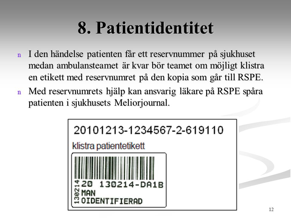 8. Patientidentitet