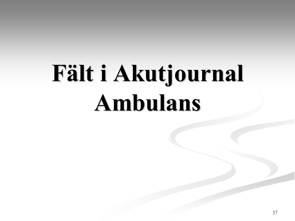 Fält i Akutjournal Ambulans