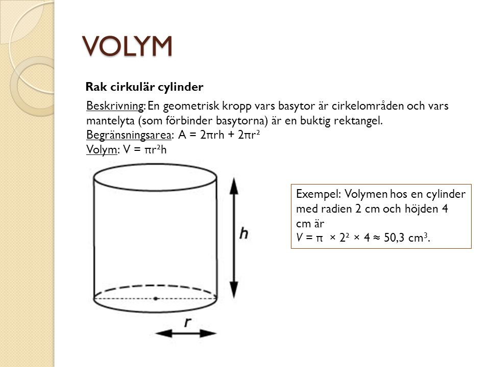 VOLYM Rak cirkulär cylinder