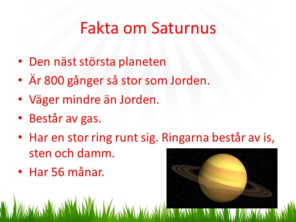 Fakta om Saturnus Den näst största planeten