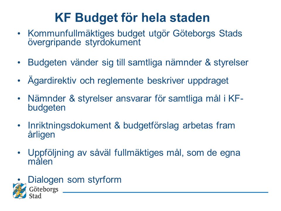 KF Budget för hela staden