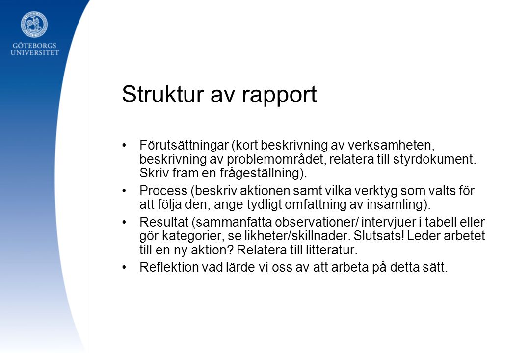 Struktur av rapport