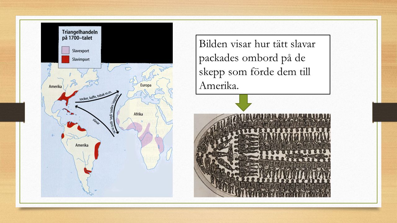 Bilden visar hur tätt slavar packades ombord på de skepp som förde dem till Amerika.