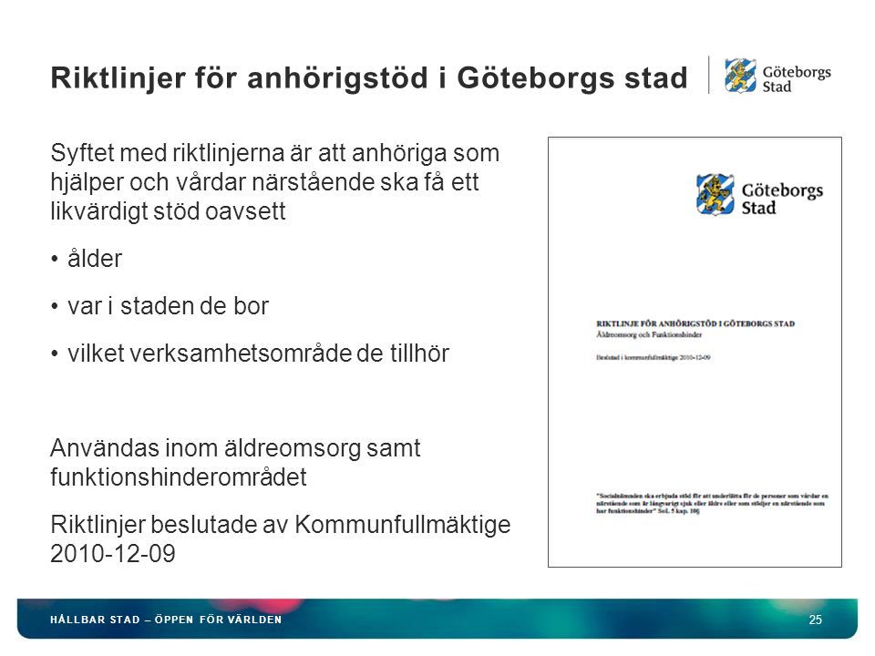 Riktlinjer för anhörigstöd i Göteborgs stad